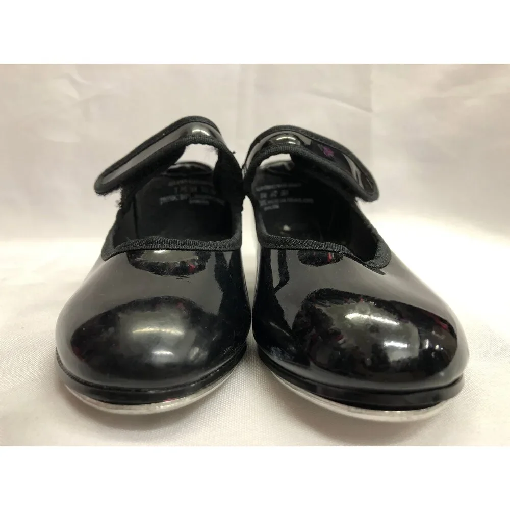 Pre-Owned Dance Tap Shoes Theatricals Kids 8M Mary Jane Black Easy Strap
